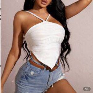 Women's White Ruched Strappy Bandana Top